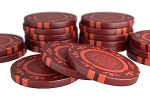 Bullets Playing Cards - 25 Clay Poker Chips Corrado for Poker Set - Without Values - 14 g - 4 cm Diameter - Colour Red