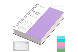 EMSHOI Notebook A5 Bullet Dotted Journal, 300 Pages/150 Sheets, 100gsm Dot Grid Paper, Waterproof Hardcover, Spiral Wirebound Notepad for Women Men Office School Work Writing, 14.5 x 21cm, Purple