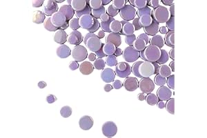 BTMIEY Schillernde runde Glasmosaikfliesen zum Basteln, 500 g, Mini-Kreis-Mosaik-Glasstücke für Blumentöpfe, Vasen, Tassen, Garten- und Heimdekoration, DIY-Mosaikzubehör (lila)