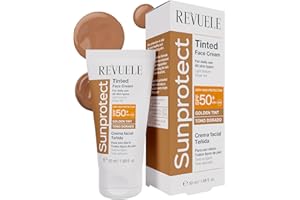 REVUELE Sunprotect Crema Viso Colorata SPF 50+ – Protezione Solare Alta con Effetto Uniformante, Texture Leggera e Setosa, Golden Tint, Pelle Naturale e Luminosa, 50 ml