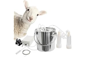 TAIXINPOWER 3L, 7L Automatic Pulsating Vacuum Pump Electric Milking Machine Portable Cow Milking Machine Goat Sheep Milker Milking Kit Stainless Steel Cattle Milking Machine Vacuum Milk Bucket (7L, goat)