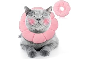 HYLYUN Collier conique doux pour chat – Collier de convalescence pour chat avec fleur rose, collier E réglable pour chat, collier élisabéthain de convalescence chirurgicale pour chaton et chat
