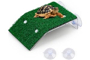QOCO Turtle Basking Platform Tortoise Ramp Climb Ladder Resting Terrace Reptile Habitat with Suction Cup Fish Tank Accessories Aquarium Landscaping Dock Floating Decor (Bear up to 1kg) 19.5 * 12 * 4cm-M
