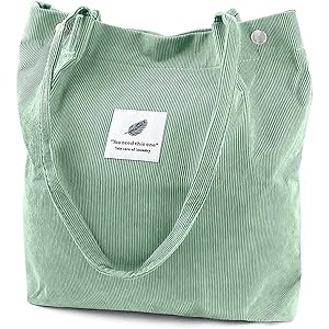 PALAY® Hand Bags Corduroy Tote Bags For Women Large Capacity Shoulder Bag with Inner Pocket for School Work Shopping Travel Daily Use Grocery Casual
