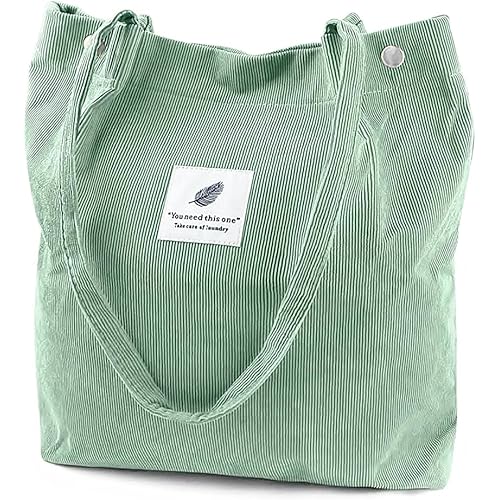 PALAY® Hand Bags Corduroy Tote Bags For Women Large Capacity Shoulder Bag with Inner Pocket for School Work Shopping Travel Daily Use Grocery Casual
