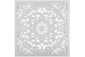 BigBuy Home Regala Feliz Cuadro Decorativo Mandala,Madera, Blanco 60X60X2 Cm