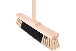BAUSTER® Balai d'intérieur avec manche - 120 cm - Balai de route, industriel, salon, jardin, routes et trottoirs (balai 300 mm + manche de 120 cm)