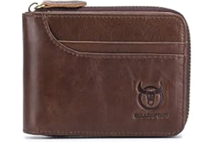 BULLCAPTAIN skórzany portfel męski skórzany portfel, RFID blokujący antymagnetyczny posiadacz karty kredytowej, brązowy, 2t, Brązowy, 2t