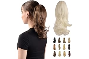 Sofeiyan Estensione coda di cavallo 33 cm Clip lunga coda di cavallo riccia in estensione dei capelli artiglio Parrucchino sintetico dall'aspetto naturale per le donne, bianca