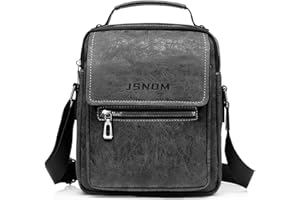 JSNOM Borsello Uomo Tracolla Pelle : Borsa Spalla Piccola con Tasca Posteriore Antifurto per Viaggio Scuola Lavoro Casual (Nero)