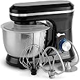 VonShef Black Food Mixer - Electric 8 Speed 1000W Stand Mixer, 4.5L Stainless Steel Mixing Bowl, Beater, Dough Hook & Balloon
