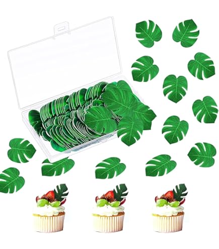 83 PCS eetbare Cupcake Toppers, Cupcake Decoraties Toppers met 48 PCS tropische bladeren, 35 PCS bloemen, Jungle thema Hawaiian Cake Toppers voor verjaardag bruiloft partij voedsel decoraties 83 PCS eetbare Cupcake Toppers, Cupcake Decoraties Toppers met 48 PCS tropische bladeren, 35 PCS bloemen, Jungle thema Hawaiian Cake Toppers voor verjaardag bruiloft partij voedsel decoraties