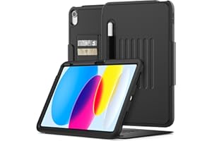 SEYMAC Case for iPad 10th Generation 2022 (10.9 inch), Shockproof Full Body Protective Case with Auto Sleep/Wake Magnetic Smart Cover, Card Slots, Multi-angle Stand, and Pencil Holder - Black