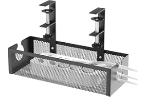 Yuhtech Skrzynka do zarządzania kablami pod biurkiem, bez wiercenia, taca do zarządzania kablami, zarządzanie kablami pod biurkiem, organizer do domu, biura