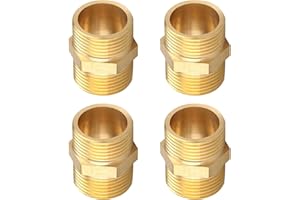 FINELYCR Mamelon Double 3/4 Pouce (ø26 mm) 4 Pièces Filetage Extérieur en Laiton Mamelon, 3/4 Pouce Raccord Male Male, pour les Équipements D'eau Potable, Systèmes de Chauffage et D'énergie Solaire