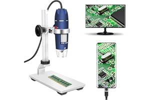 Jiusion HD 2MP USB Microscope numérique 40-1000X Caméra Endoscope à grossissement Portable avec 8 LED Support Stable en Alliage d'aluminium pour OTG Android Mac Windows 7 8 10 11 Linux