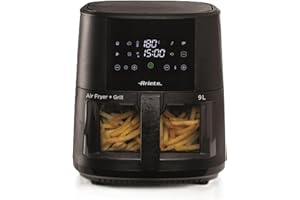 Ariete 4630 Friggitrice ad aria 9L, 1500 W, Capacità 9L, Capacità di cottura 2,5kg, 8 programmi preimpostati, Temperatura fino a 200°, Cestello trasparente per controllo cottura, Nero
