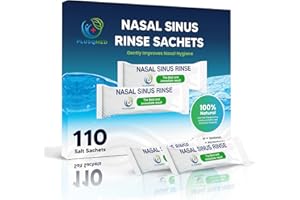Sinus Rinse Sachets-110 Pre-Measured Packets for Neti Pot and Squeeze Bottle-100% Natural Sea Salt Istonic Formula,Drug-Free Nasal Irrigation,Sinus Congestion Relief-PLUSQMED