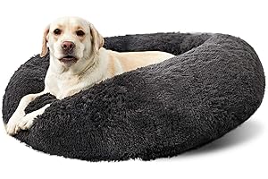 ANWA Washable Dog Round Bed Large Dogs, Donut Dog Bed Medium Dog, Comfy Dog Calming Cuddler Bed 30''