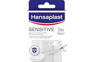 ‎HANSAPLAST Hansaplast Sensitive Pflaster (1 m x 6 cm), zuschneidbare und hautfreundliche Wundpflaster mit Bacteria Shield & sicherer Klebkraft, schmerzlos zu entfernende Pflaster