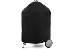 Dokon Copertura Barbecue da Esterno Rotondo Impermeabile Copertura per Barbecue con Maniglia, Tessuto Oxford 420D Antivento Anti-UV Telo Copri Griglia a Gas (Ø71x68cm) - Nero