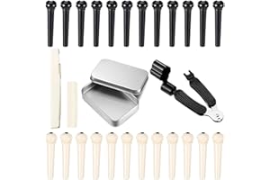 Yeshone 24 Pieces Acoustic Guitar Bridge Pins Pegs 1 Piece Guitar Saddle 3 in 1 Bridge Pin Puller Remover Guitar Nut Replacement for Acoustic Guitar Ivory and Black