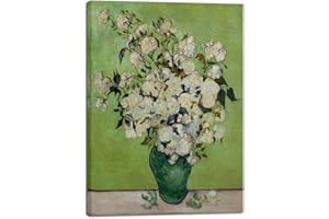 Wieco Art Eine Vase von Rosen, Leinwanddrucke, Wandkunst von Van Gogh, klassisches Kunstwerk, berühmte Ölgemälde, Heimdekoration, moderne verpackte Blumenbilder