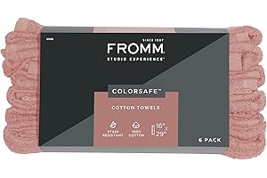 Fromm ColorSafe 100% Cotton Bleach Proof Salon Hair Towels for Hairstylists, Barbers, Spa, Gym in Terracotta, 16" by 29", 6 count Absorbent Stain Resistant Towels for Drying Curly, Long, Wavy Hair