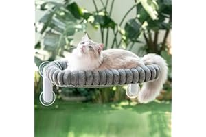 GUUSII HOME Amaca Gatto Finestra Pieghevole Amaca per Gatti Grande Sospeso con Ventosa Cuccia Letto Gattini Interno Fino a 18kg Tappetino Reversibile Facile da Montare 54 * 30cm (Grigio, M)