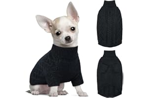 Hjumarayan Pull Chihuahua XS, Pull pour Chien Petite Taille Simple Elégant Pull-Overs à Col Montant pour Chiens avec Manches, Sweat pour Yorkshire Chihuahua (Noir XS)