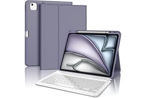 SENGBIRCH Coque Clavier pour iPad Air 13'' (M2) 2024, AZERTY Français - Étui iPad Air 13 Pouces avec Fente pour Stylo, Clavier Détachable sans Fil Bluetooth, Lavande