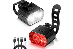 Vinabo Kit Luces Bicicleta - Luz Delantera y Trasera, Carga USB, Resistente al Agua IPX6, 6 Modos de Iluminación, Ligero y Duradero, Adecuado para Todas Las Bicicletas y Diversas Condiciones Ciclismo