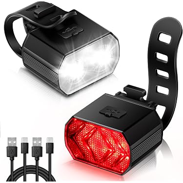Sxmrmnx Phare De Vélo Rechargeable USB – 130 Lumens Blanc + Feu Arrière 50 Lumens, Compact 4x4x1,8 Cm, étanche IPX45