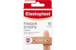 Elastoplast Extra Flexible Finger Strip Plasters (16 Pieces), Flexible and Durable Plasters for Fingers, Stretchy Fabric Plasters, Plasters Waterproof
