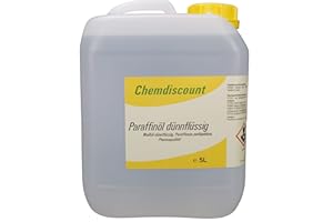 CHEMDISCOUNT 5Liter Paraffinöl dünnflüssig, entspricht Ph.Eur, medizinisch, Paraffinum Perliquidum, Pharmaqualität