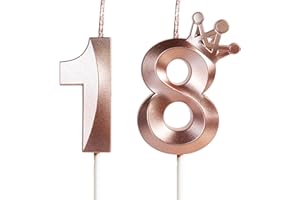Yiran Geburtstagskerze 18 Zahlenkerze 18 mit Krone, 5cm Roségold Geburtstagskerzen, Kerzen Geburtstag, Tortendeko Geburtstag, Tortendekoration für Mädchen, Erwachsene, 18. Geburtstagsfeier, Jubiläum