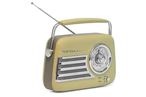 Madison - FREESOUND-VR40OGR-MAT - Radio Vintage 30W sur Batterie Longue autonomie - Bluetooth, USB & FM - Vert Olive Mat - Vintage, Nostalgie, rétro