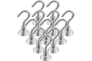 CENCERY 12-Pack Cruise Cabin Magnetic Hooks (18lb+) - Heavy Duty Neodymium Metal for Kitchen, Office & Clothes Hanging (Silver)