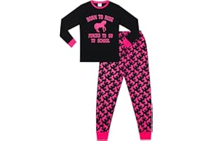 THEPYJAMAFACTORY Girl's Born To Ride Forced To Go To School Long Cotton Pyjamas 7 to 16 Years