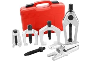 DASBET 5PCS Ball Joint Separator Front End Service Tool Kit 5-in-1 Pitman Arm Puller Tie Rod End Removal Tool Set for Front End Service Splitter Removal Kit