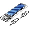 ORICO M.2 NVMe SSD Enclosure, USB 3.2 Gen 2 (10 Gbps), Transparent External Solid State Drive Adapter Enclosure for 2280 2260 2242 2230 PCI-E M2 M-Key SSD, USB Type C Converter Case (TCM2-Blue)