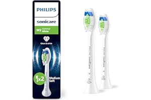 PHILIPS Sonicare W2 Optimal White, testine di ricambio originali, bianco, confezione da 2, HX6062/87, Nuovo, 2 Testine