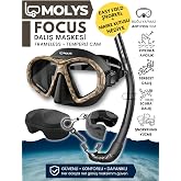 MOLYS FOCUS DALIŞ MASKESİ + ANTI FOG (BUĞU &Ouml;NLEYİCİ FİLM) + KATLANABİLİR ŞNORKEL + MASKE KUTUSU