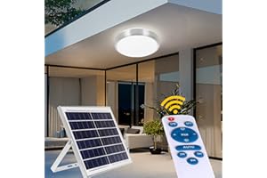 SEAMOON Plafoniera Solare per Esterni, 100W 117 LED Lampada Solare da Interno con Telecomando IP65 Impermeabile, Colore e luminosità Dimmerabili, 6500LM con Cavo 5m per Soggiorno, Camera da Letto, Cucina