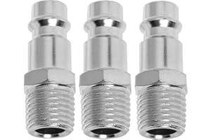 GREACESRIO 3 Pcs Attacchi Connettore rapidi europei 1/4"BSP Raccordi Aria Compressa, Rapido per innesto aria e connettori Maschio, Compressori per Linea, per Tubo dell'Aria per Compressi