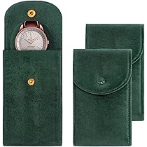 Porta Orologi Da Viaggio ZKGYUS - Set 3 Pezzi In Velluto Con Bottone A Pressione, Verde Scuro
