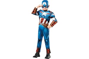 RUBIE'S Rubies Oficjalny kostium dla dzieci Marvel Avengers Kapitan Ameryka Deluxe Uniseks - dzieci Captain America Deluxe (1 w zestawie)