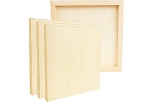 Belle Vous Pack de 4 Lienzo Tablero de Madera para Pintar Acrilico Sin Acabado 30 x 30 cm - Lienzos para Pintar de Tilo- Paneles de Lienzo Medios Mixtos para Vertidos, Arte Encáustica, Manualidades
