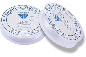 SAIZONE 2 Rollen 0.4 mm x 24 m Elastische Schmuckfaden,Gummiband für Armbänder,Transparente Unsichtbare Reißfeste Nylonschnur für DIY Perlenschmuck Armbänder Basteln