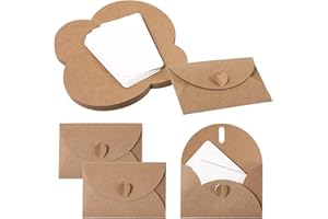 AJCOTAHM 25 PCS Mini Envelopes and Cards Blank Cards and Envelopes Mini Gift Card Holders with Heart Clasp for Weddings Favors Greeting Card (4.1 X 2.8 Inch)